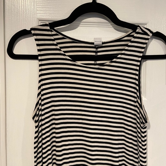 Old Navy Size S Black White Stripe Sleeveless A Line Knit Stretch Mini Dress - Picture 5 of 11